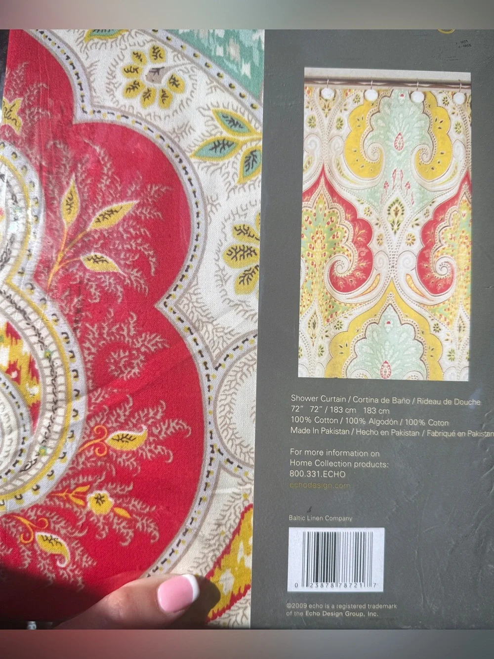 Echo Design Jaipur Cotton Paisley Shower Curtain 72x72 NIP